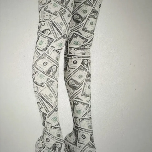 $2045 BALENCIAGA OVER THE KNEE MONEY PRINT SOCK BOOTS SZ 6 36 - Picture 2 of 6